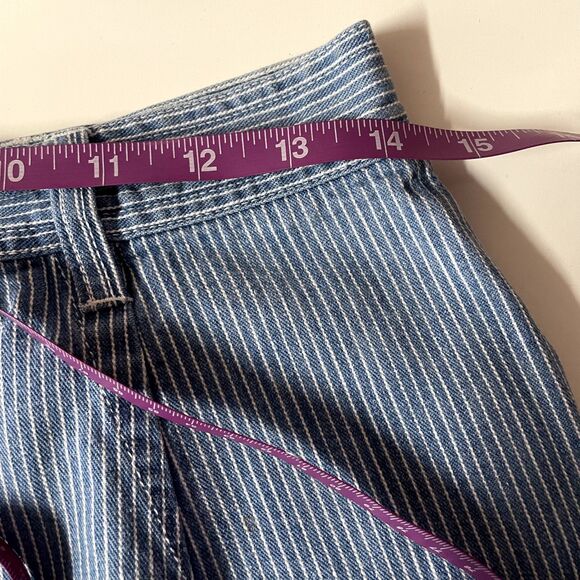 Vintage Bill Blass Jeans Petite Light Blue Striped Denim Mini Skirt Size 8P EUC - Picture 7 of 11